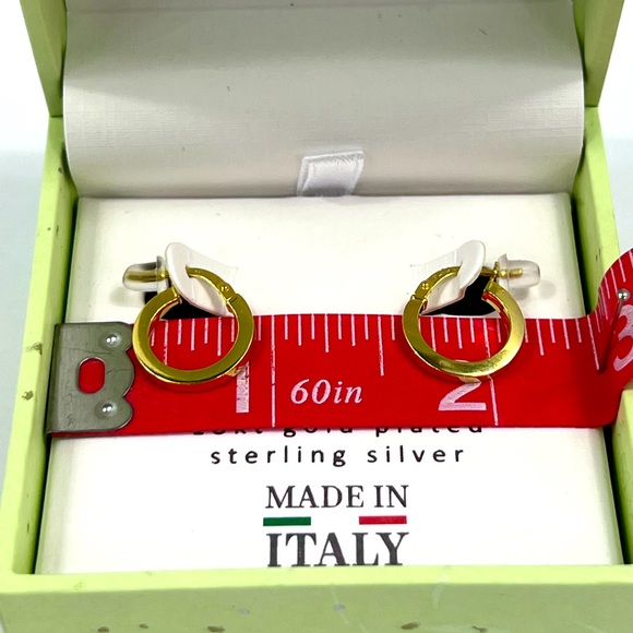 MÍA FIORE 💯FLAT HOOPE EARRINGS, GOLD COLOR, STERLING SILVER, 18KT GOLD PLATED - Picture 8 of 16